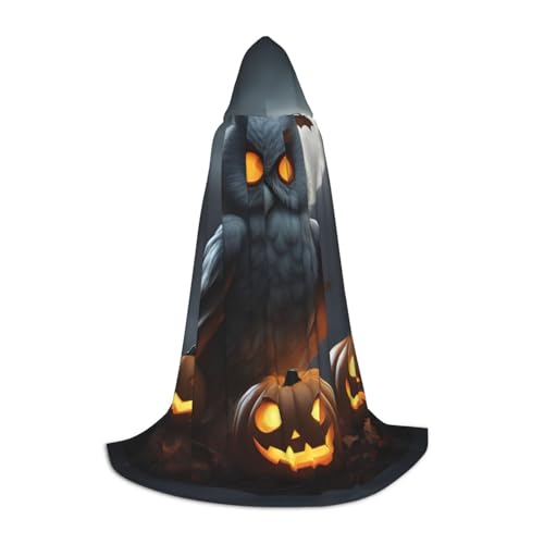 jingong Halloween Eule Geist Kürbis Druck Stilvoller Kapuzenumhang Umhang – übergroßer Hut Umhang für Damen und Herren, passend für Karneval, Cosplay jingong Halloween Eule Geist Kürbis Druck Stilvoller Kapuzenumhang Umhang – übergroßer Hut Umhang für Damen und Herren, passend für Karneval, Cosplay von jingong