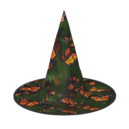 jingong Halloween-Hut mit Monarch-Schmetterling-Aufdruck, 3er-Set, passend für Familien-Mottopartys, Hofdekoration, Karnevalspartys von jingong