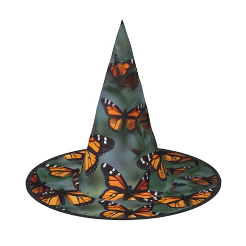 jingong Halloween-Hut mit Monarch-Schmetterlingen, 3er-Set, passend für Familien-Mottopartys, Hofdekoration, Karnevalspartys von jingong
