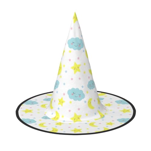 jingong Halloween-Hut mit Mondwolken-Motiv, 3er-Set, geeignet für Familien-Mottopartys, Hofdekoration, Karnevalspartys von jingong