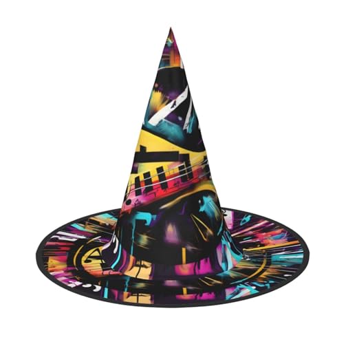 jingong Halloween-Hut mit Musik-Graffiti-Stil, 3er-Set, passend für Familien-Mottopartys, Hofdekoration, Karnevalspartys jingong Halloween-Hut mit Musik-Graffiti-Stil, 3er-Set, passend für Familien-Mottopartys, Hofdekoration, Karnevalspartys von jingong