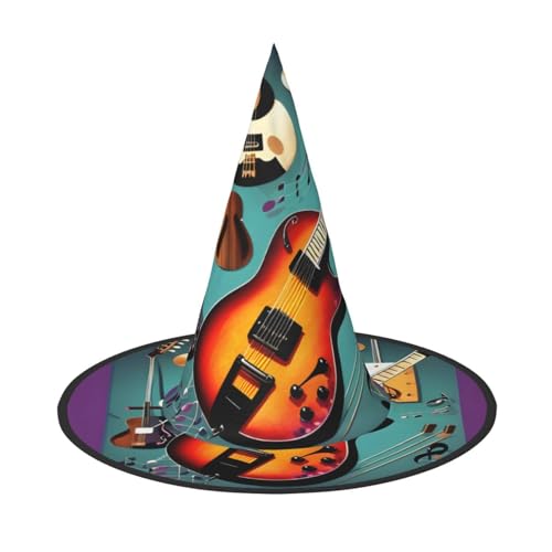 jingong Halloween-Hut mit Musikgitarre, 3er-Set, passend für Familien-Mottopartys, Hofdekoration, Karnevalspartys von jingong