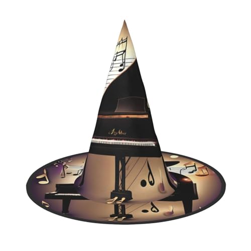 jingong Halloween-Hut mit Musiknoten-Klavierdruck, 2er-Set, geeignet für Familien-Mottopartys, Hofdekoration, Karnevalspartys von jingong