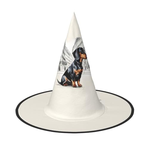 jingong Halloween-Hut mit Pariser Dackel-Druck, 2er-Set, geeignet für Familien-Mottopartys, Hofdekoration, Karnevalspartys von jingong