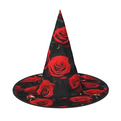 jingong Halloween-Hut mit vielen roten Rosen, 3er-Set, geeignet für Familien-Mottopartys, Hofdekoration, Karnevalspartys von jingong