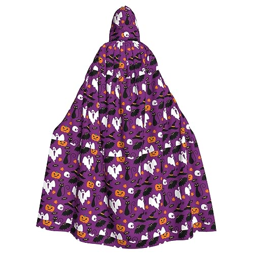 jingong Lila Halloween Horror Print Elegant Kapuzenumhang Übergroßer Kapuzenumhang mit Fliege für Halloween Kostüm Party Rollenspiel von jingong