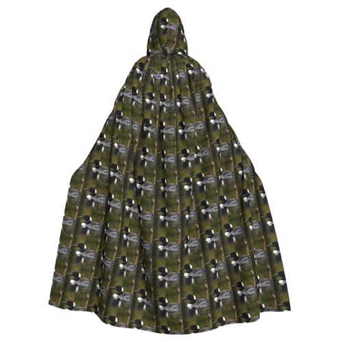 jingong Loon Nature Bird Print Elegant Hooded Cloak Oversized Hooded Cape with Bow Tie for Halloween Costume Party Role-Play jingong Loon Nature Bird Print Elegant Hooded Cloak Oversized Hooded Cape with Bow Tie for Halloween Costume Party Role-Play von jingong