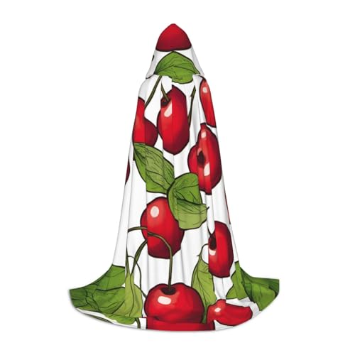jingong Lovely Sweet Red Cherry 3 Print Stylish Hooded Cape Cloak - Oversized Hat Cape for Women and Men, Fit Carnival Cosplay von jingong