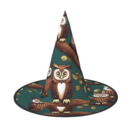 jingong Magischer Halloween-Hut mit Eulen-Druck, 2er-Set, geeignet für Familien-Mottopartys, Hofdekoration, Karnevalspartys von jingong