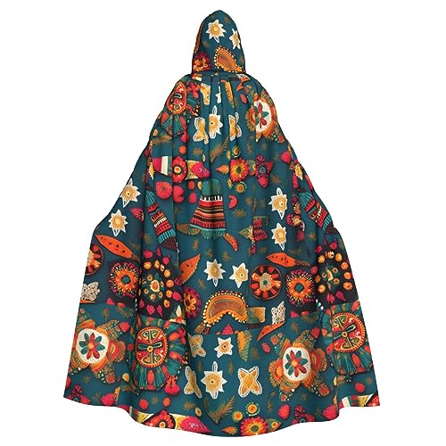 jingong Mexikanischer Folk Boho Print Eleganter Kapuzenumhang Übergroßer Kapuzenumhang mit Fliege für Halloween Kostümpartys Rollenspiele jingong Mexikanischer Folk Boho Print Eleganter Kapuzenumhang Übergroßer Kapuzenumhang mit Fliege für Halloween Kostümpartys Rollenspiele von jingong
