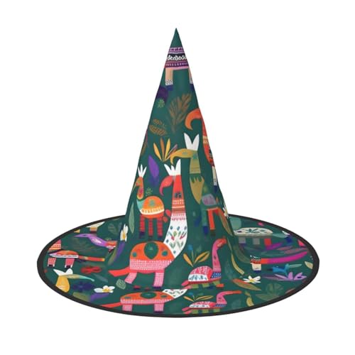 jingong Mexikanischer Otomi Halloween-Hut mit Tierdruck, 3er-Set, passend für Familien-Mottopartys, Hofdekoration, Karnevalspartys von jingong