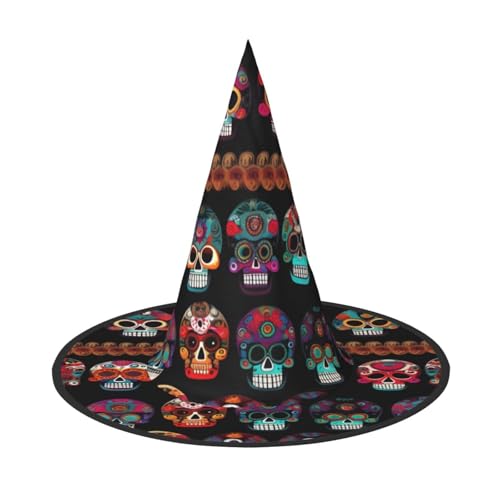 jingong Mexikanischer Totenkopf-Druck, Halloween-Hut, 3er-Set, passend für Familien-Mottopartys, Hofdekoration, Karnevalspartys von jingong