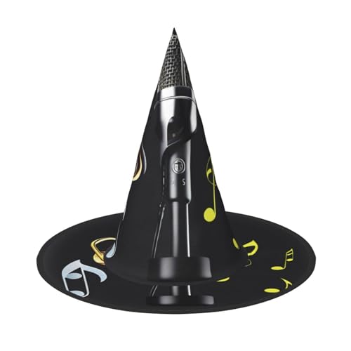 jingong Mikrofon mit Musiknoten-Druck, Halloween-Hut, 3er-Set, geeignet für Familien-Mottopartys, Hofdekoration, Karnevalspartys von jingong