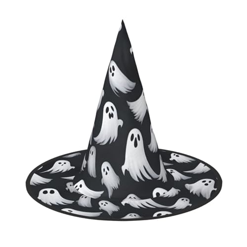 jingong Niedliches Halloween-Motiv mit weißem Geistermotiv, 1 Druck, Halloween-Hut, 2er-Set, passend für Familien-Mottopartys, Hofdekoration, Karnevalspartys von jingong