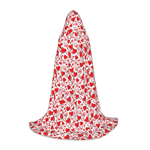 jingong Romantischer roter Herz-Druck, stilvoller Kapuzenumhang – übergroßer Hut, Umhang für Damen und Herren, passend für Karneval, Cosplay jingong Romantischer roter Herz-Druck, stilvoller Kapuzenumhang – übergroßer Hut, Umhang für Damen und Herren, passend für Karneval, Cosplay von jingong