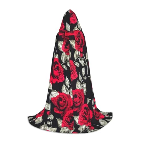 jingong Roter Rosen-Garten-Druck, stilvoller Kapuzenumhang – übergroßer Hut, Umhang für Damen und Herren, passend für Karneval, Cosplay jingong Roter Rosen-Garten-Druck, stilvoller Kapuzenumhang – übergroßer Hut, Umhang für Damen und Herren, passend für Karneval, Cosplay von jingong