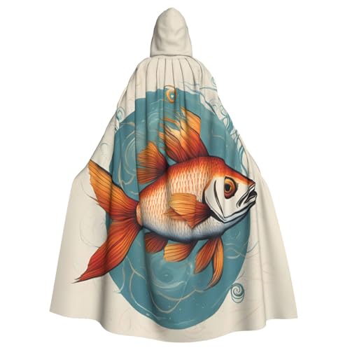 jingong Schöner eleganter Kapuzenumhang mit Fischdruck, übergroßer Kapuzenumhang mit Fliege für Halloween, Kostümpartys, Rollenspiele jingong Schöner eleganter Kapuzenumhang mit Fischdruck, übergroßer Kapuzenumhang mit Fliege für Halloween, Kostümpartys, Rollenspiele von jingong