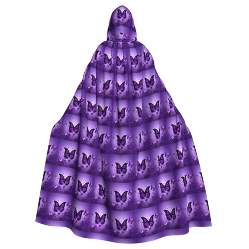 jingong Schöner lila Schmetterlings-Druck, eleganter Kapuzenumhang, übergroßer Kapuzenumhang mit Fliege für Halloween, Kostümpartys, Rollenspiele jingong Schöner lila Schmetterlings-Druck, eleganter Kapuzenumhang, übergroßer Kapuzenumhang mit Fliege für Halloween, Kostümpartys, Rollenspiele von jingong