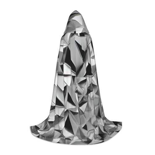 jingong Silberfarbener geometrischer Figuren-Druck, stilvoller Kapuzenumhang – übergroßer Hut, Umhang für Damen und Herren, passend für Karneval, Cosplay jingong Silberfarbener geometrischer Figuren-Druck, stilvoller Kapuzenumhang – übergroßer Hut, Umhang für Damen und Herren, passend für Karneval, Cosplay von jingong
