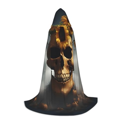 jingong Sonnenblumen-Umhang mit Halloween-Totenkopf-Druck, stilvoller Kapuzenumhang – übergroßer Hut, Umhang für Damen und Herren, passend für Karneval, Cosplay jingong Sonnenblumen-Umhang mit Halloween-Totenkopf-Druck, stilvoller Kapuzenumhang – übergroßer Hut, Umhang für Damen und Herren, passend für Karneval, Cosplay von jingong