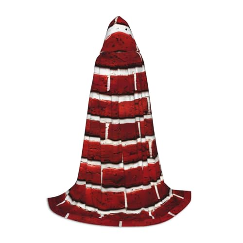 jingong Stilvoller Kapuzenumhang mit Steindruck, Ziegelrot, für Damen und Herren, passend für Karneval, Cosplay von jingong