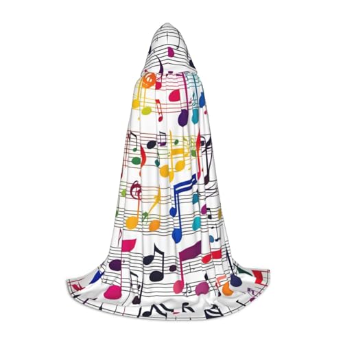 jingong Stilvoller Kapuzenumhang mit buntem Musiknoten-Druck, übergroßer Hut für Damen und Herren, passend für Karneval, Cosplay jingong Stilvoller Kapuzenumhang mit buntem Musiknoten-Druck, übergroßer Hut für Damen und Herren, passend für Karneval, Cosplay von jingong