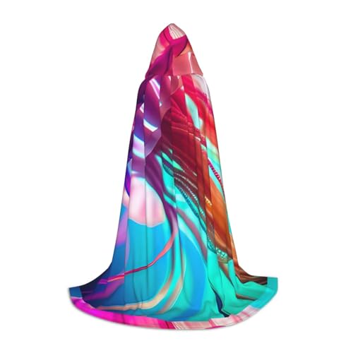 jingong Stilvoller Kapuzenumhang mit buntem Quallen-Druck, übergroßer Hut für Damen und Herren, passend für Karneval, Cosplay jingong Stilvoller Kapuzenumhang mit buntem Quallen-Druck, übergroßer Hut für Damen und Herren, passend für Karneval, Cosplay von jingong