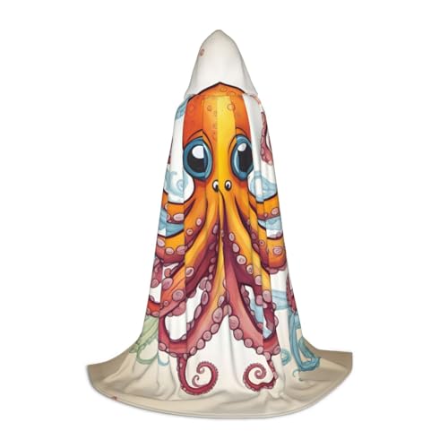 jingong Stilvoller Kapuzenumhang mit farbigem Oktopus-Druck, übergroßer Hut für Damen und Herren, passend für Karneval, Cosplay jingong Stilvoller Kapuzenumhang mit farbigem Oktopus-Druck, übergroßer Hut für Damen und Herren, passend für Karneval, Cosplay von jingong