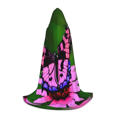 jingong Stilvoller Kapuzenumhang mit rosa Blumen und lila Schmetterlingen – übergroßer Hut, Umhang für Damen und Herren, passend für Karneval, Cosplay jingong Stilvoller Kapuzenumhang mit rosa Blumen und lila Schmetterlingen – übergroßer Hut, Umhang für Damen und Herren, passend für Karneval, Cosplay von jingong