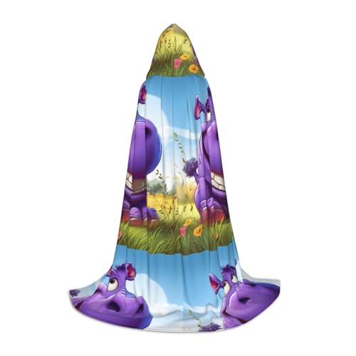 jingong Stilvoller Kapuzenumhang mit violettem Nilpferd-Aufdruck, übergroßer Hut für Damen und Herren, passend für Karneval, Cosplay jingong Stilvoller Kapuzenumhang mit violettem Nilpferd-Aufdruck, übergroßer Hut für Damen und Herren, passend für Karneval, Cosplay von jingong