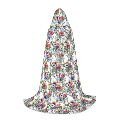 jingong Stilvoller Umhang mit Kapuze und farbenfrohem Gartendruck, übergroßer Hut, Umhang für Damen und Herren, passend für Karneval, Cosplay jingong Stilvoller Umhang mit Kapuze und farbenfrohem Gartendruck, übergroßer Hut, Umhang für Damen und Herren, passend für Karneval, Cosplay von jingong