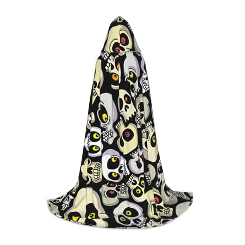 jingong Stylischer Halloween-Umhang mit Totenkopf-Druck, übergroßer Hut, Umhang für Damen und Herren, passend für Karneval, Cosplay jingong Stylischer Halloween-Umhang mit Totenkopf-Druck, übergroßer Hut, Umhang für Damen und Herren, passend für Karneval, Cosplay von jingong
