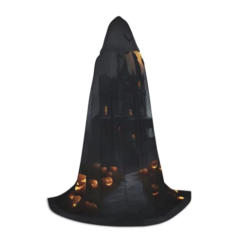 jingong Stylischer Kapuzenumhang mit Halloween-Gothic-Druck, übergroßer Hut für Damen und Herren, passend für Karneval, Cosplay jingong Stylischer Kapuzenumhang mit Halloween-Gothic-Druck, übergroßer Hut für Damen und Herren, passend für Karneval, Cosplay von jingong