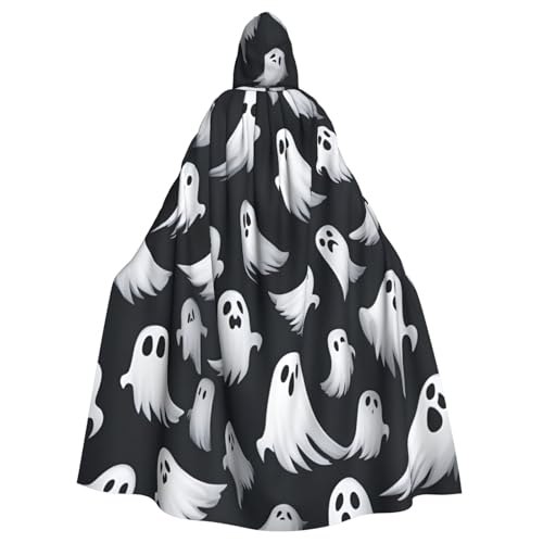 jingong Süßes weißes Geister-Halloween-Muster, eleganter Kapuzenumhang, übergroßer Kapuzenumhang mit Fliege für Halloween, Kostümpartys, Rollenspiele jingong Süßes weißes Geister-Halloween-Muster, eleganter Kapuzenumhang, übergroßer Kapuzenumhang mit Fliege für Halloween, Kostümpartys, Rollenspiele von jingong