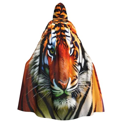 jingong Tiger Stripes Orange Pattern Print Elegant Hooded Cloak, Oversized Hooded Cape with Bow Tie for Halloween Costume Party Role-Play jingong Tiger Stripes Orange Pattern Print Elegant Hooded Cloak, Oversized Hooded Cape with Bow Tie for Halloween Costume Party Role-Play von jingong