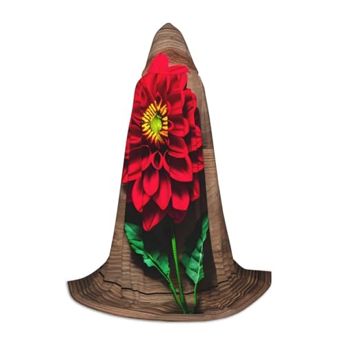 jingong Umhang mit Kapuze aus Holz, Retro-Blume, roter Dahlien-Druck, stilvoller Umhang mit Kapuze – übergroßer Hut, Umhang für Damen und Herren, passend für Karneval, Cosplay jingong Umhang mit Kapuze aus Holz, Retro-Blume, roter Dahlien-Druck, stilvoller Umhang mit Kapuze – übergroßer Hut, Umhang für Damen und Herren, passend für Karneval, Cosplay von jingong