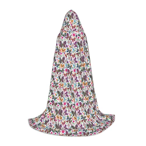 jingong Umhang mit weißem Blumenmuster und bunten Schmetterlingen, stilvoller Kapuzenumhang – übergroßer Hut, Umhang für Damen und Herren, passend für Karneval, Cosplay jingong Umhang mit weißem Blumenmuster und bunten Schmetterlingen, stilvoller Kapuzenumhang – übergroßer Hut, Umhang für Damen und Herren, passend für Karneval, Cosplay von jingong