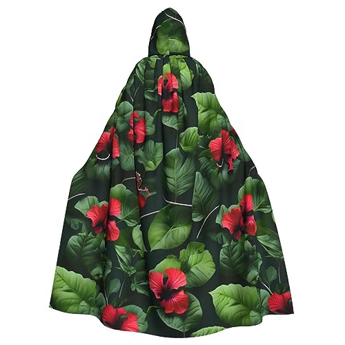 jingong Vegetation Leaves with Hibiscus Flowers Print Elegant Hooded Cloak, Oversized Hooded Cape with Bow Tie for Halloween Costume Party Role-Play jingong Vegetation Leaves with Hibiscus Flowers Print Elegant Hooded Cloak, Oversized Hooded Cape with Bow Tie for Halloween Costume Party Role-Play von jingong