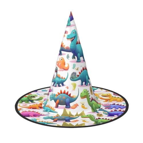 jingong Viele bunte Halloween-Hüte mit Cartoon-Dinosaurier-Druck, 2er-Set, geeignet für Familien-Mottopartys, Hofdekoration, Karnevalspartys von jingong