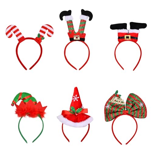Jinlaili 6 Stück Weihnachten Stirnbänder, Weihnachten Kostüm Stirnbänder, Weihnachten Haarbänder, Weihnachten Hüte Party Favors für Erwachsene und Kinder von Jinlaili