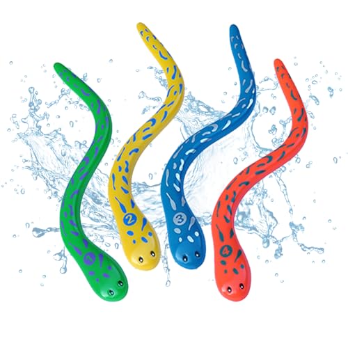 Jiuhao Tauchspielzeug für Kinder, 4 Stück, Sommerspaß, Schwimmbad, Tauchspielzeug, Schlange, Unterwasser-Trainingsspielzeug, Tauchspiele, Kindergeschenke Jiuhao Tauchspielzeug für Kinder, 4 Stück, Sommerspaß, Schwimmbad, Tauchspielzeug, Schlange, Unterwasser-Trainingsspielzeug, Tauchspiele, Kindergeschenke von jiuhao