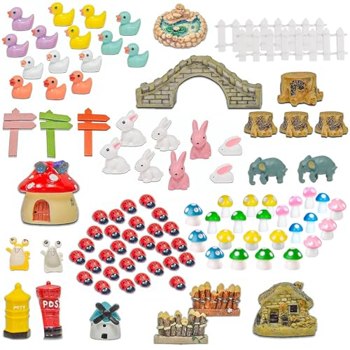 jiuzcare Miniatur Fee Garten Zubehör 99 Stück Feengarten Deko Miniatur Ornament Kit Kleine Enten Pilze für DIY Rasen Potting Micro Landschaft Dekorationen jiuzcare Miniatur Fee Garten Zubehör 99 Stück Feengarten Deko Miniatur Ornament Kit Kleine Enten Pilze für DIY Rasen Potting Micro Landschaft Dekorationen von jiuzcare