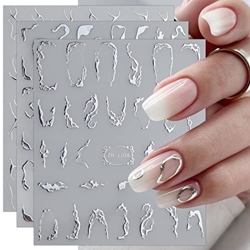 JMEOWIO Nagelsticker Marmor Linie 9 Blatt Nail Art Sticker Selbstklebend Nagelaufkleber Silber Bunt Dekoration Nageldesign Zubehör JMEOWIO Nagelsticker Marmor Linie 9 Blatt Nail Art Sticker Selbstklebend Nagelaufkleber Silber Bunt Dekoration Nageldesign Zubehör von jmeowio