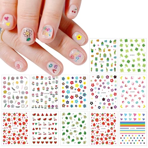 JMEOWIO Süße Nagelsticker Für Kinder 14 Blatt Nail Art Sticker Selbstklebend Nagelaufkleber Regenbogen Blumen Frucht Dekoration Nageldesign Zubehör JMEOWIO Süße Nagelsticker Für Kinder 14 Blatt Nail Art Sticker Selbstklebend Nagelaufkleber Regenbogen Blumen Frucht Dekoration Nageldesign Zubehör von jmeowio