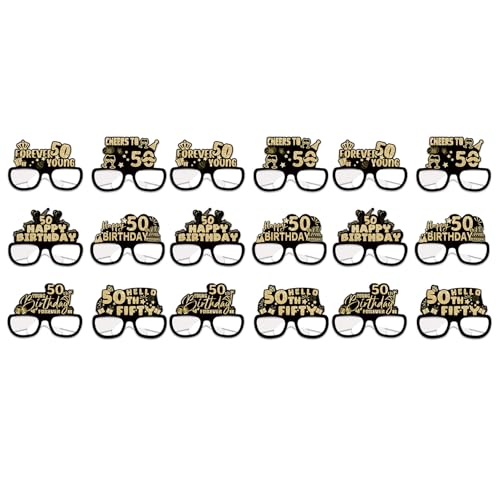 jojnsha 18 handgefertigte Brillen aus Papier für Geburtstagsparty, Dekorationen, Urlaub, Foto-Requisiten für Frauen, Mädchen, Familie und Freunde, Partyartikel von jojnsha