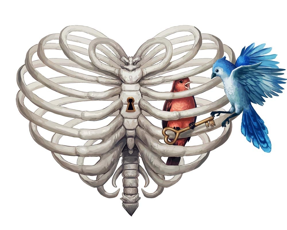 Malen nach Zahlen - Herzkäfig  - by jojoesart, mit Rahmen von jojoesart