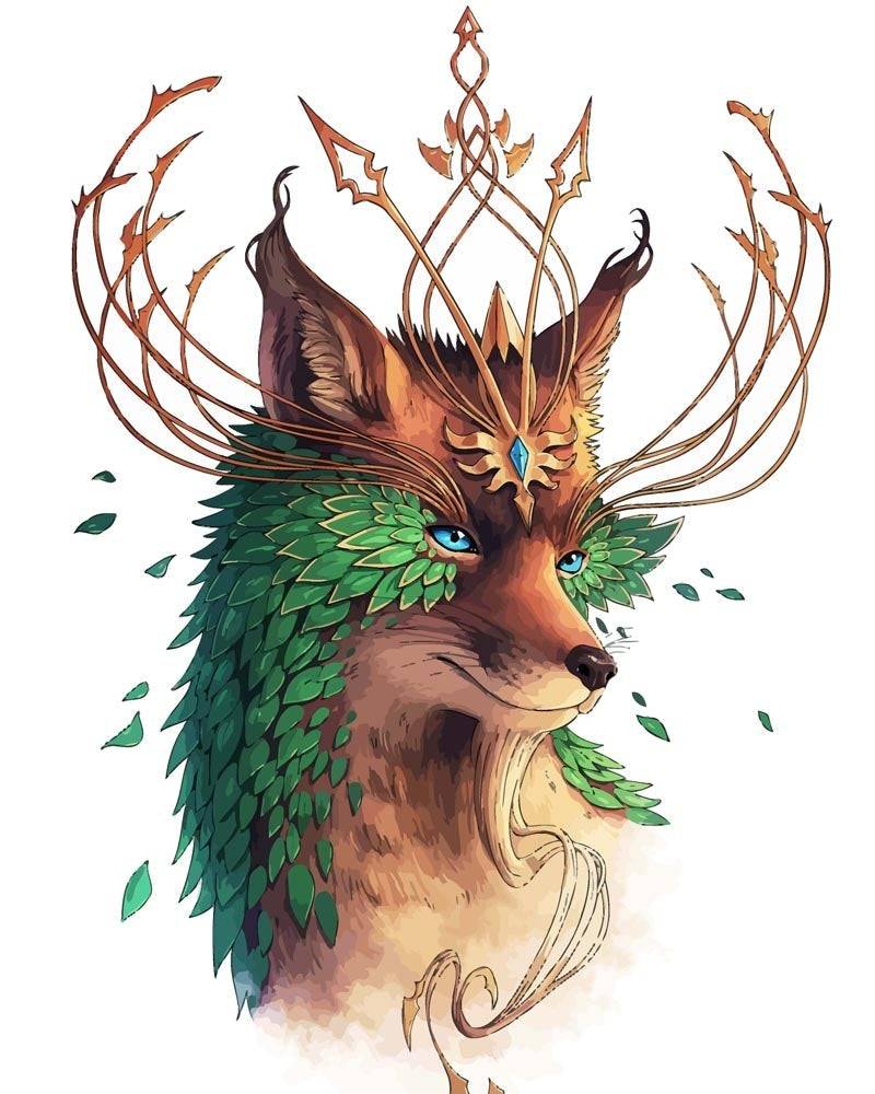Malen nach Zahlen -Naturseele Fuchs  - by jojoesart, mit Rahmen von jojoesart