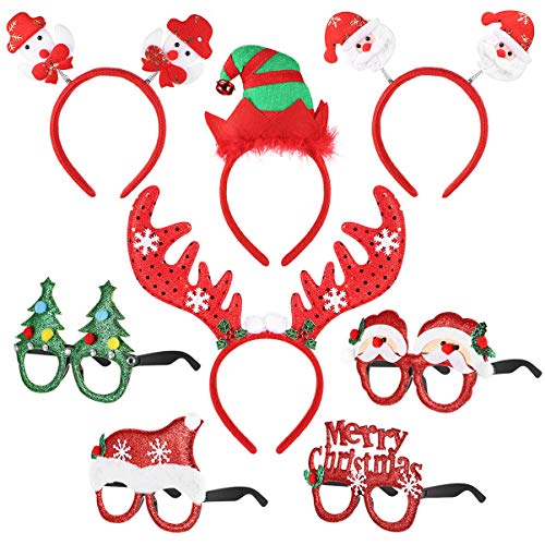 NUOBESTY Weihnachten Kostüm Stirnbänder mit Brille Set Photo Booth Requisiten für Kinder Weihnachten Urlaub Partei zugunsten - 4 Stück Stirnbänder + 4 Stück Brillen NUOBESTY Weihnachten Kostüm Stirnbänder mit Brille Set Photo Booth Requisiten für Kinder Weihnachten Urlaub Partei zugunsten - 4 Stück Stirnbänder + 4 Stück Brillen von NUOBESTY