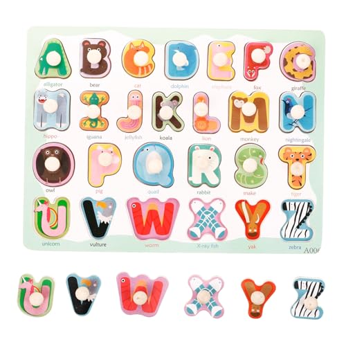 jojofuny 1 Satz Briefkognitiver Board Brieferkennung Für Den Kindergarten Kinderpuzzle -Puzzle- Puzzlespielzeug Für Die Frühe Bildung Von Kindern Buchstabenlernspielzeug Holz von jojofuny