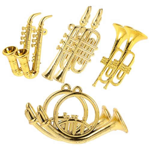 jojofuny 1 Satz Puppenhaus-Miniatur-Puppenhaus-Musikinstrumente Miniatur-Trompete Saxophon Puppenhaus-Zubehör Mini-Figur Ornament Für Puppenhaus-Modell Musikzimmer-Dekoration von jojofuny
